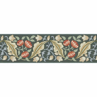 Morris & Co Bluebell & Peony Border Bayleaf/Manilla Wallpaper MUNW217609