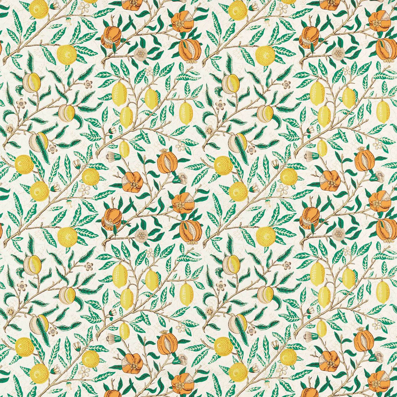 Morris & Co Fruit Sap Green/Tangerine Fabric Sample MVOF227205
