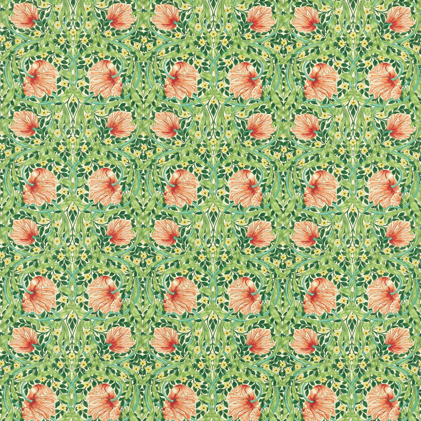 Morris & Co Pimpernel Shamrock/Watermelon Fabric Sample MVOF227213