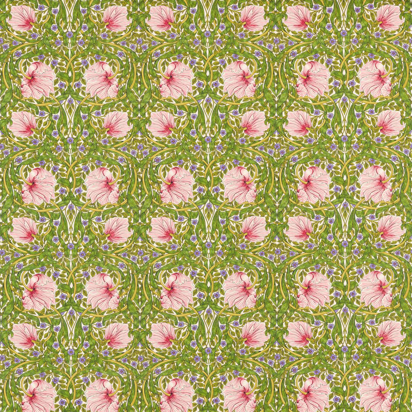 Morris & Co Pimpernel Sap Green/Strawberry Fabric Sample MVOF227214