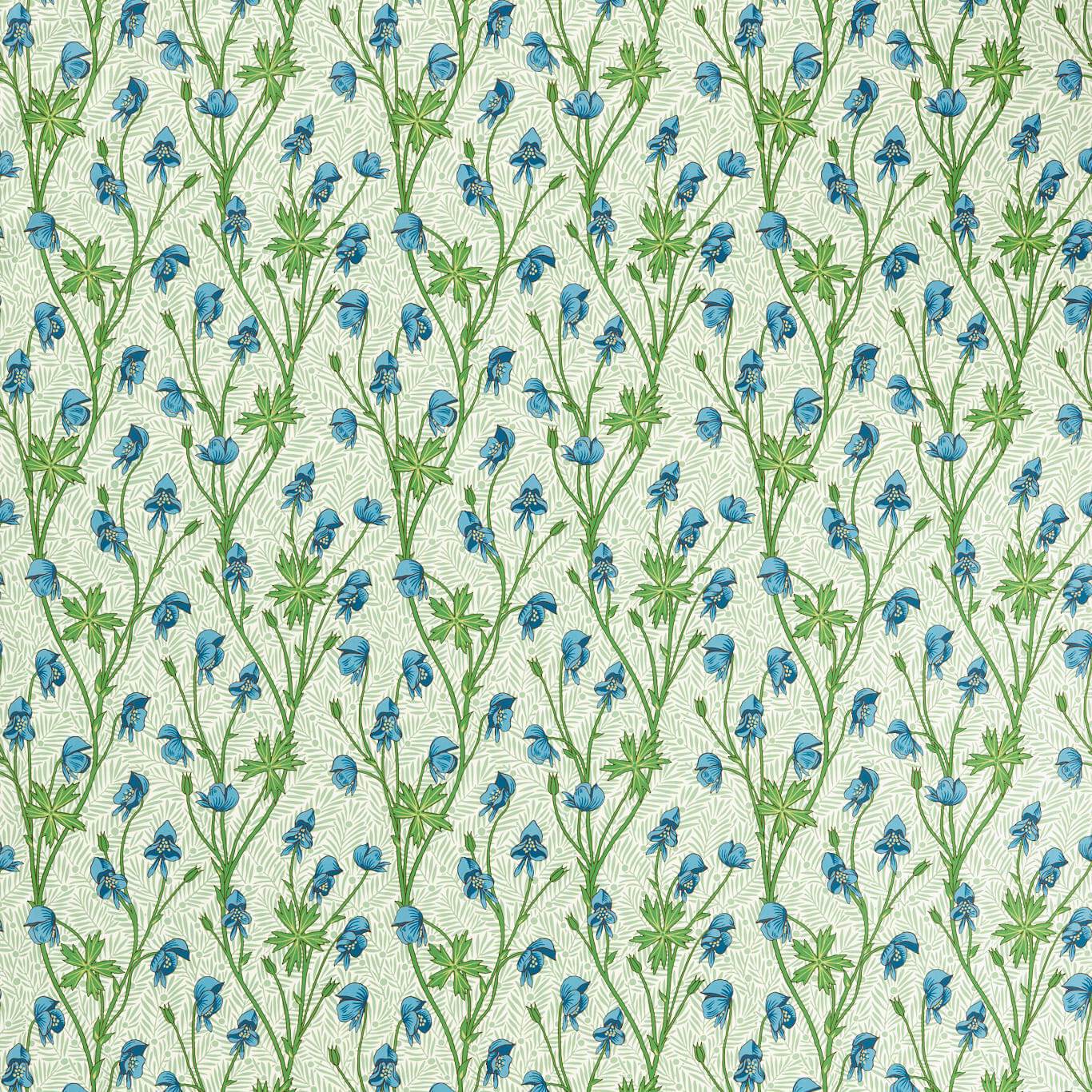 Morris & Co Monkshood Cobalt/Goblin Green Fabric Sample MVOF227219