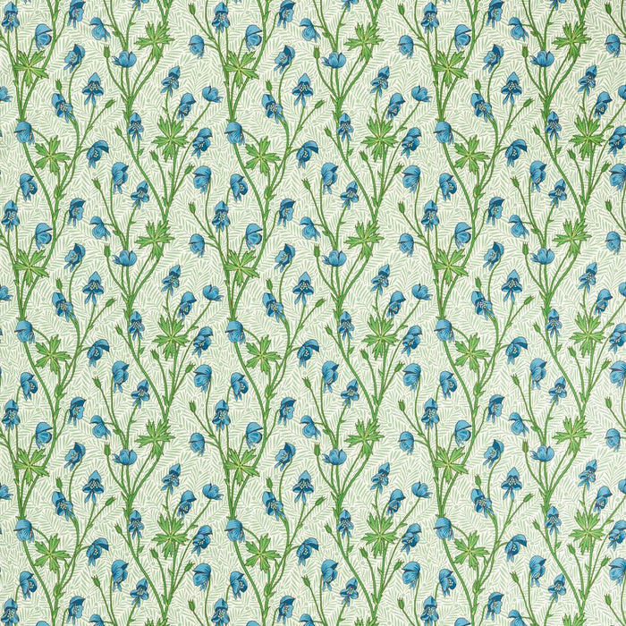 Morris & Co Monkshood Cobalt/Goblin Green Fabric Sample MVOF227219