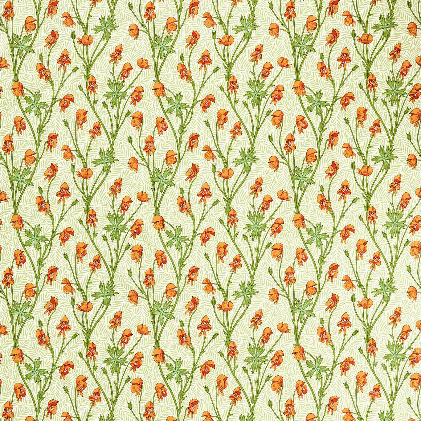 Morris & Co Monkshood Tangerine/Sage Fabric Sample MVOF227221