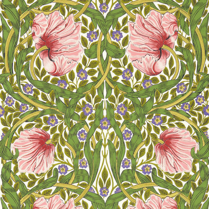 Morris & Co Pimpernel Sap Green/Strawberry Wallpaper MVOW217333