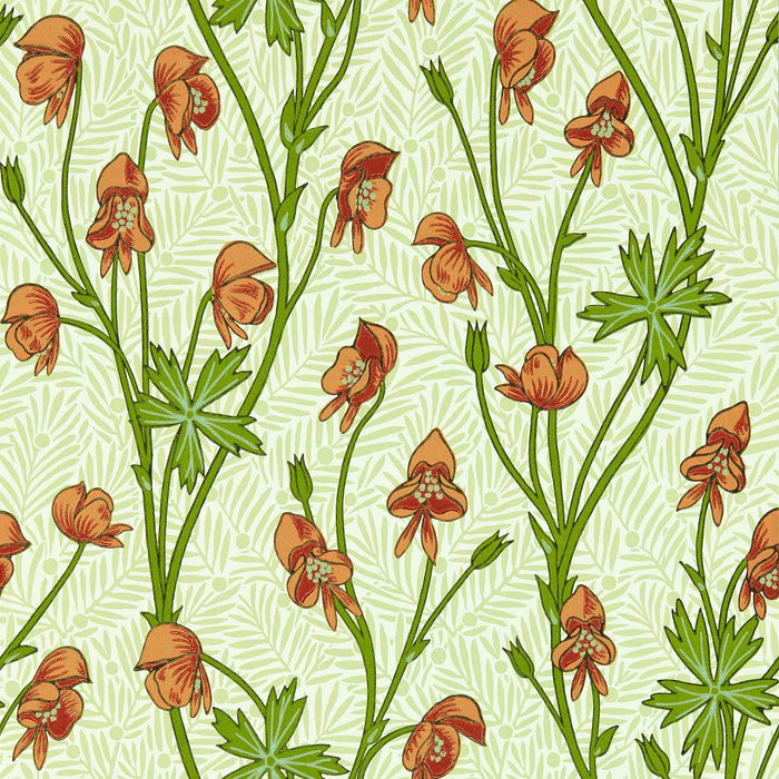 Morris & Co Monkshood Tangerine/Sage Wallpaper MVOW217345