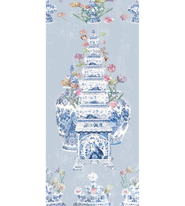 Nicolette Mayer Tulipiere Flowers - Sheer Gray Fabric Sample N4TULP0001