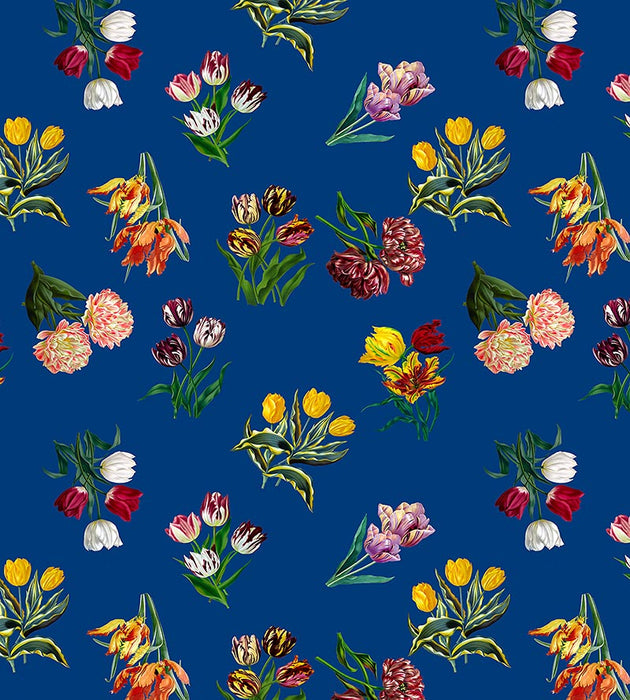 Nicolette Mayer Etudes De Fleurs Blue Fabric Sample N4ETUD0002