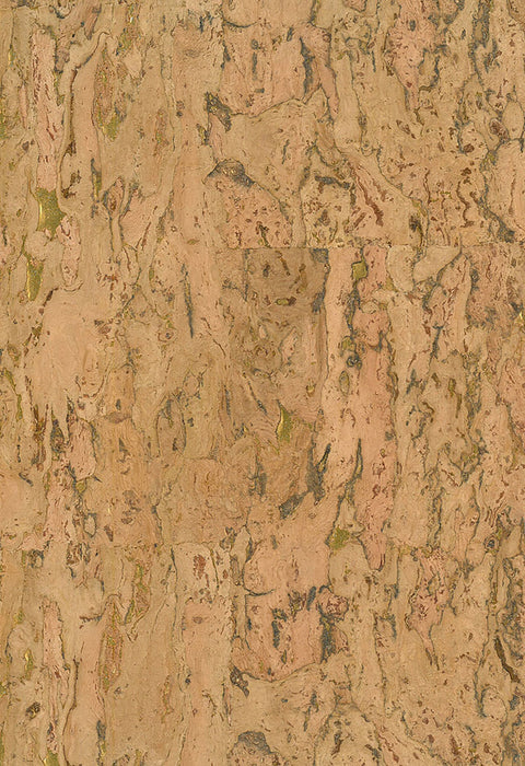 Seabrook Designs Cork Brown, Metallic Gold Wallpaper Sample NA503