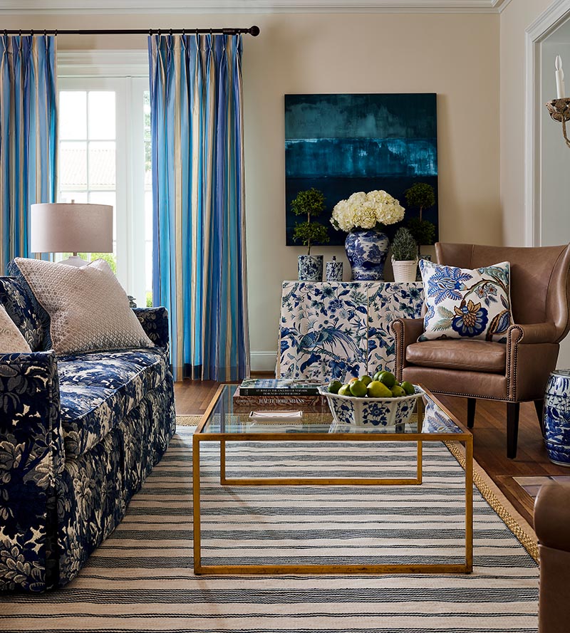 Old World Weavers Charlotte Stripe Marine Fabric Sample ND61300002