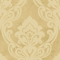 Seabrook Designs Vogue Damask Metallic Gold And Buttercup Wallpaper NE50100