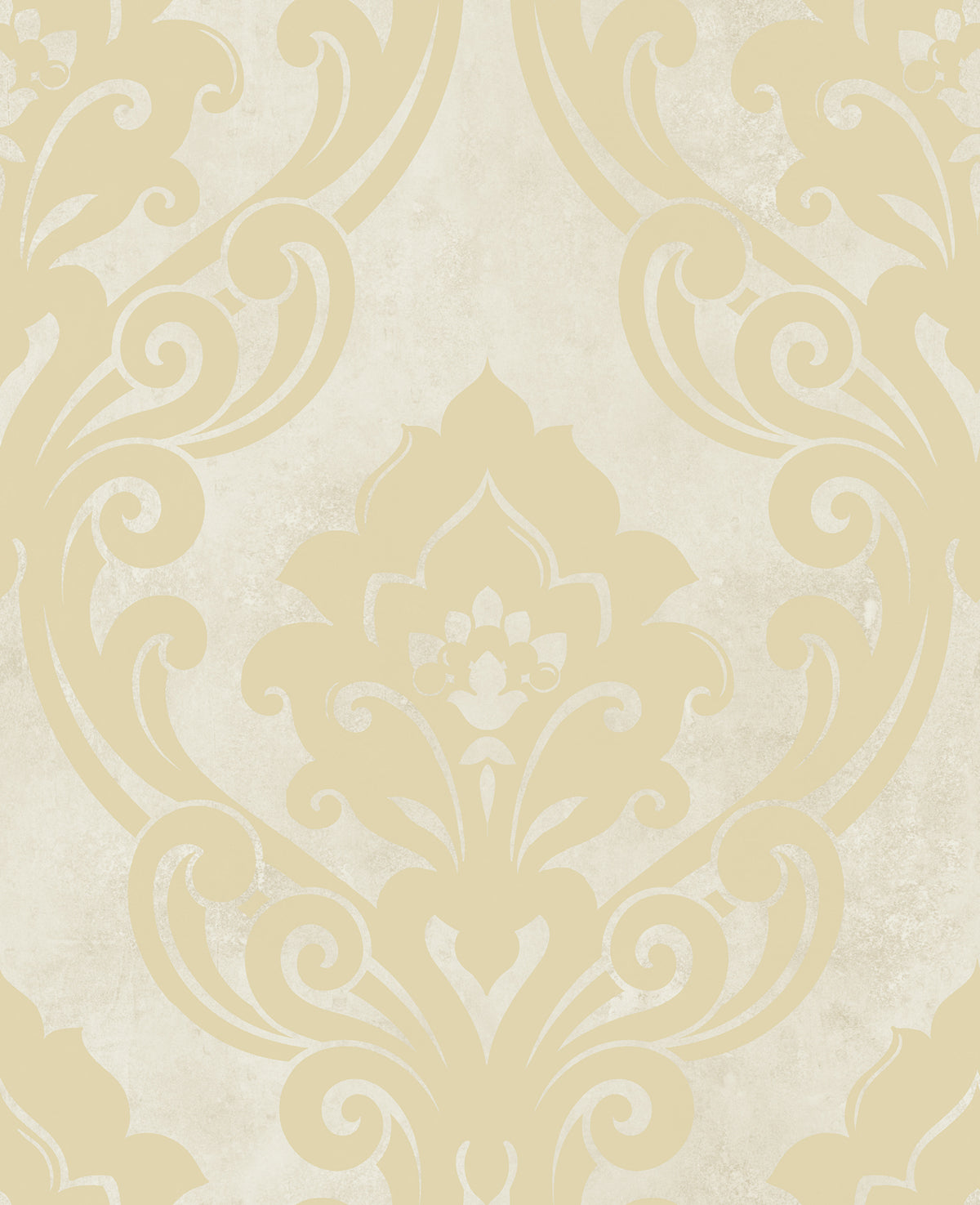 Seabrook Designs Vogue Damask Metallic Gold And Off-white Wallpaper Sample NE50105