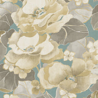 Seabrook Designs Adorn Metallic Gold, Teal, And Greige Wallpaper NE50502