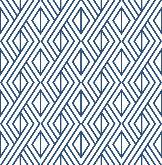 NextWall Navy Diamond Geometric Navy & White Wallpaper Sample NW30106