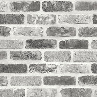 NextWall Gray Washed Brick Soft Gray & Charcoal Wallpaper NW30510