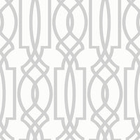 NextWall Soft Gray Deco Lattice Soft Gray & White Wallpaper NW31508