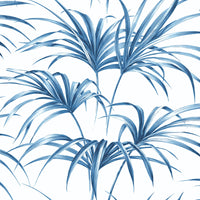 NextWall Tropical Palm Leaf Coastal Blue Wallpaper NW32502