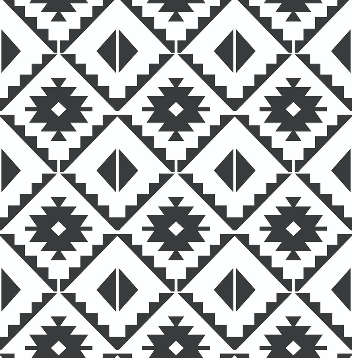 NextWall Southwest Tile Black Wallpaper Sample NW34200