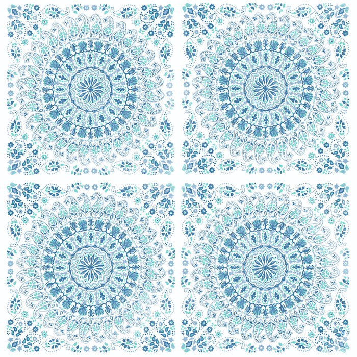 NextWall Mandala Teal & Blue Wallpaper Sample NW35102
