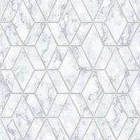 NextWall Marble Tile Gray & Metallic Silver Wallpaper NW35700