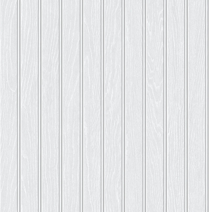 NextWall Beadboard Off-white & Pearl Gray Wallpaper Sample NW35800