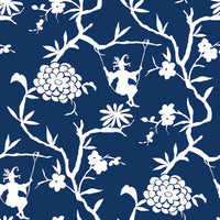 NextWall Chinoiserie Silhouette Navy Blue Wallpaper NW36602