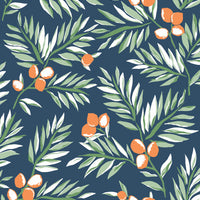 NextWall Citrus Branch Navy, Sage, & Orange Wallpaper NW36702