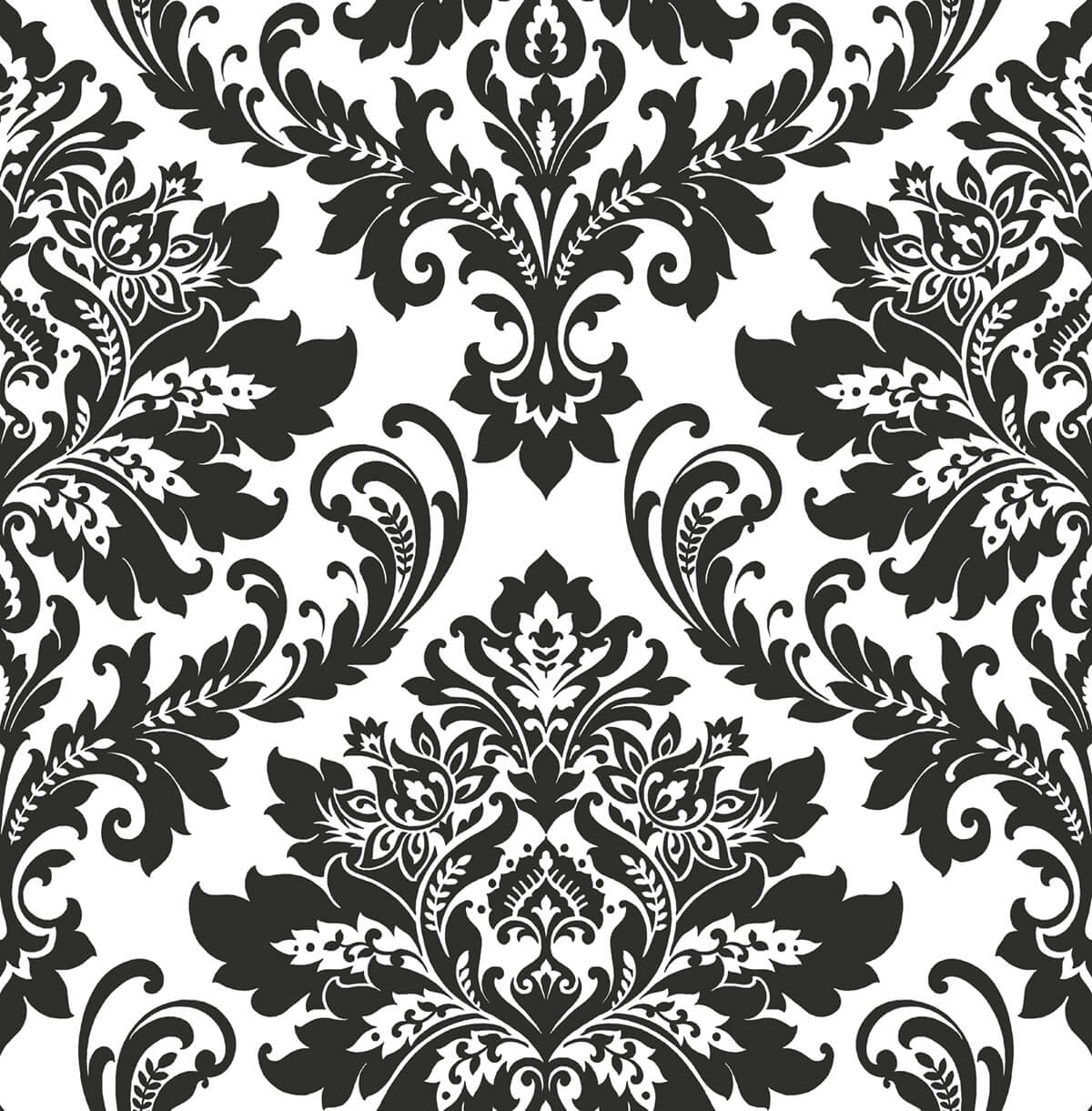 NextWall Damask Black & White Wallpaper NW37400