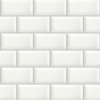 NextWall Large Subway Tile Alabaster & Grey Wallpaper NW37600