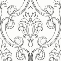 NextWall Sketched Damask Ebony Wallpaper NW39400