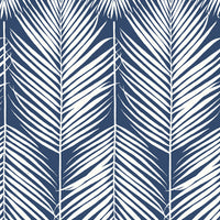 NextWall Palm Silhouette Coastal Blue Wallpaper NW39802