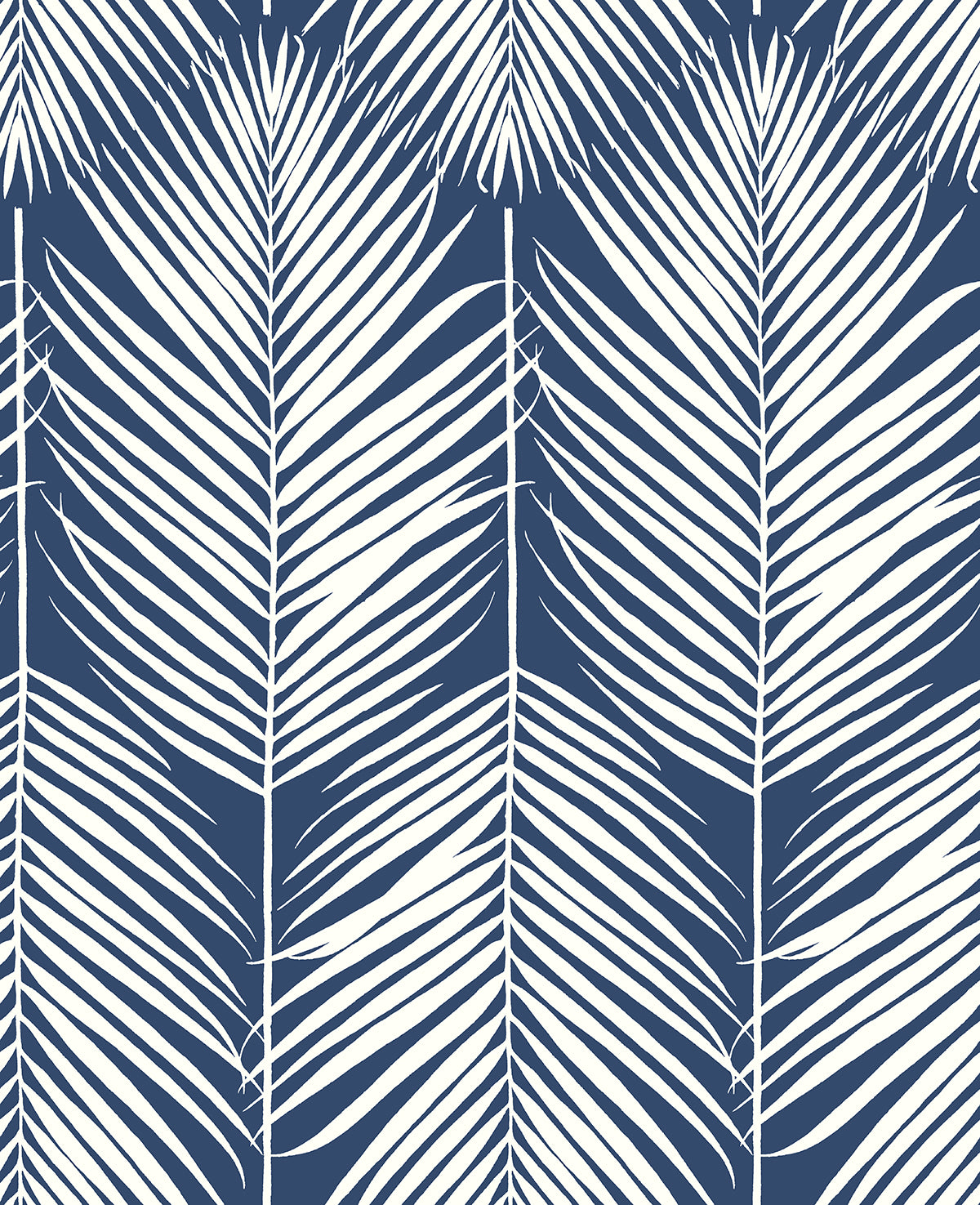 NextWall Palm Silhouette Coastal Blue Wallpaper Sample NW39802
