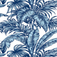 NextWall Palm Jungle Marine Blue Wallpaper NW40402