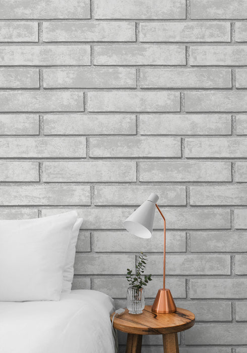 NextWall Monarch Brick Calcutta Grey Wallpaper NW40608