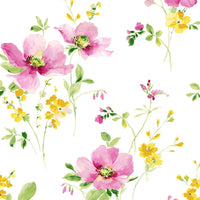 NextWall Watercolor Windflower Cerise Pink & Marigold Wallpaper NW42201