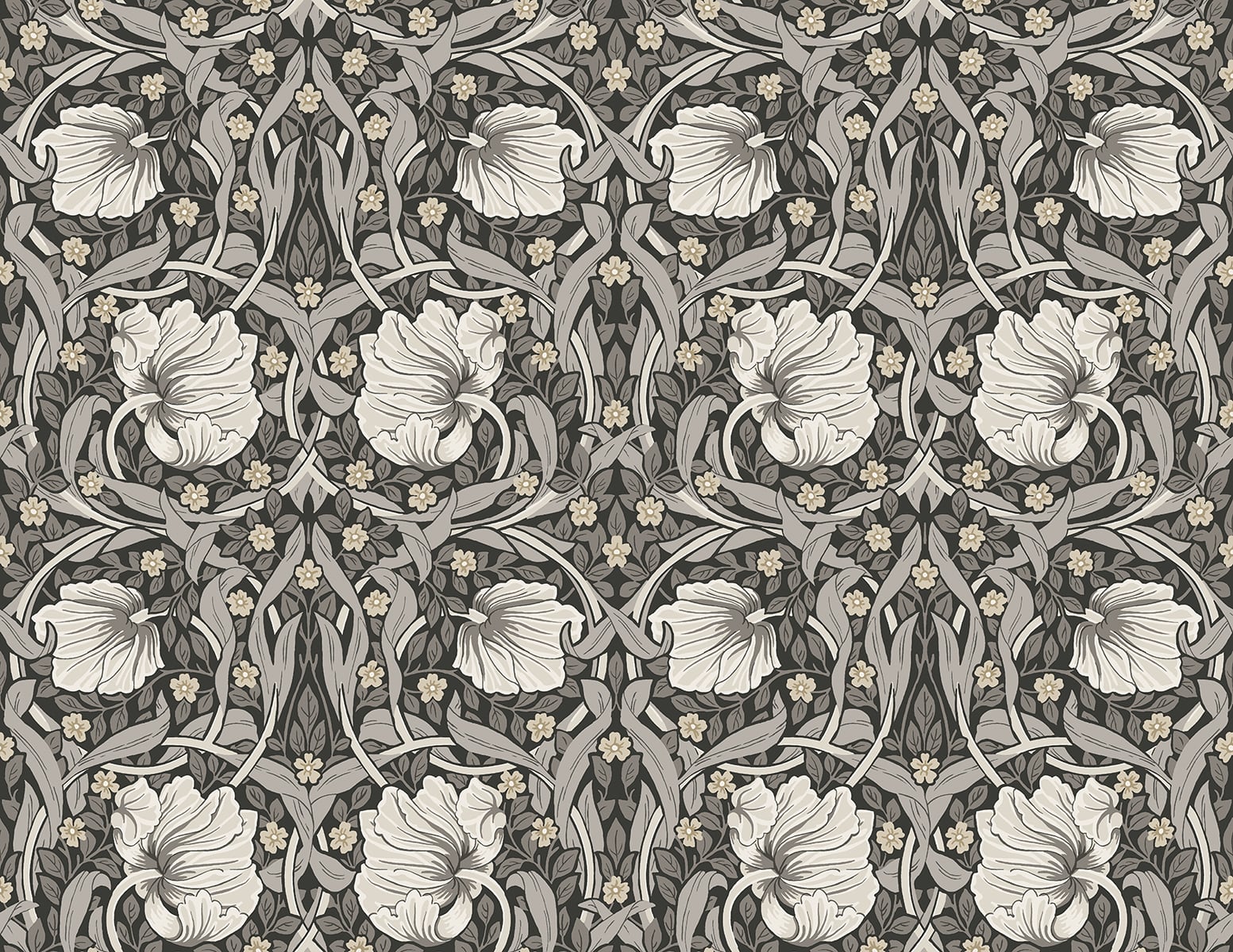 NextWall Pimpernel Floral Charcoal & Pearl Grey Wallpaper Sample NW42400