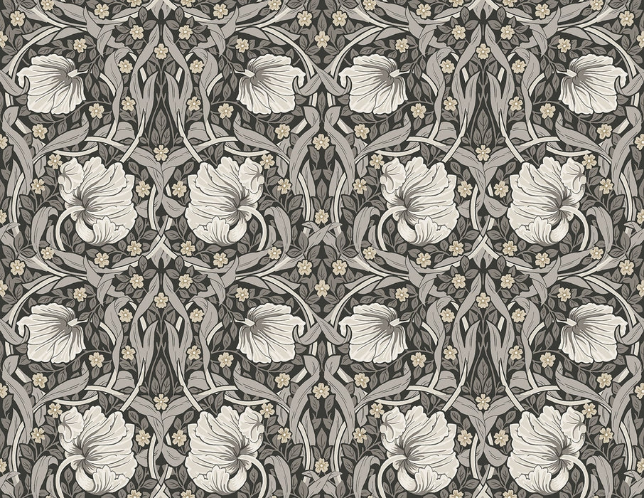 NextWall Pimpernel Floral Charcoal & Pearl Grey Wallpaper NW42400