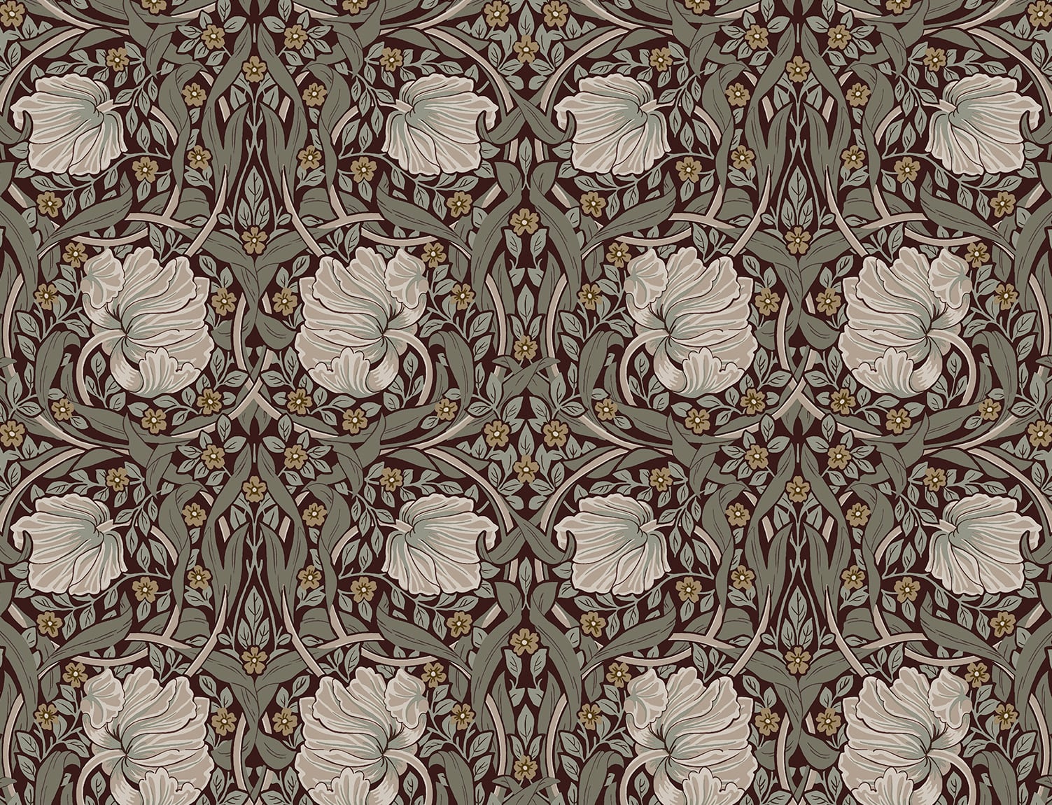 NextWall Pimpernel Floral Auburn & Eucalyptus Wallpaper NW42401