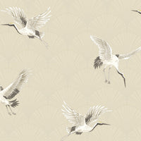 NextWall Cranes Alba Beige Wallpaper NW42810