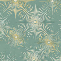 NextWall Starburst Geo Teal & Metallic Gold Wallpaper NW43104