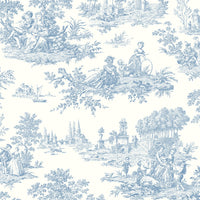 NextWall Chateau Toile Blue Bell Wallpaper NW43302