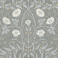 NextWall Stenciled Floral Alloy Grey Wallpaper NW43908
