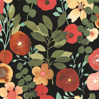NextWall Garden Dance Jet Black & Ruby Wallpaper NW44005