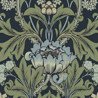 NextWall Primrose Floral Midnight Blue & Sage Wallpaper NW44412