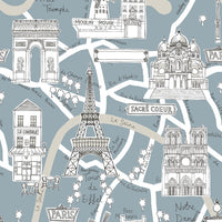 NextWall Paris Scene Smokey Blue Wallpaper NW44802