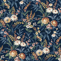 NextWall Vintage Floral Navy Blue Wallpaper NW45702