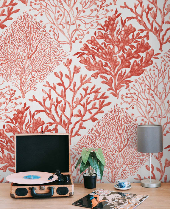 NextWall Seaweed Vermillion Wallpaper NW45804