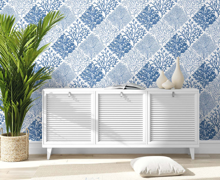 NextWall Seaweed Coastal Blue Wallpaper NW45805