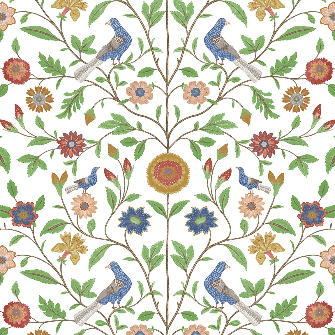 NextWall Bird Toile White Wallpaper Sample NW45901