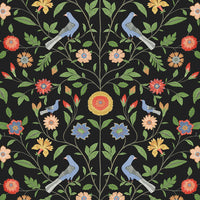 NextWall Bird Toile Onyx Wallpaper NW45910