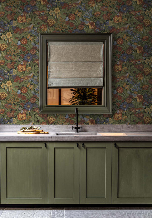 NextWall Bird Floral Russet & Riverside Wallpaper NW46005